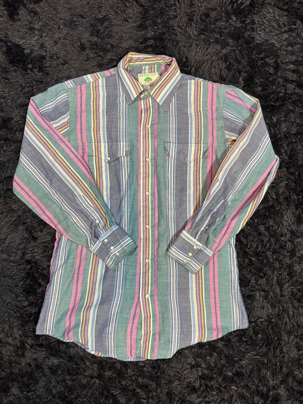 Vintage Colorful Striped Button Up Shirt